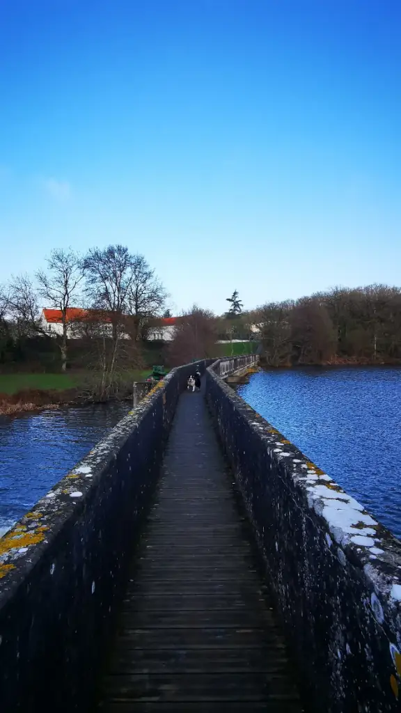 Traversée de la passerelle Des Rivières dans la vallée de la Sèvre Nataise lors d’une sortie course à pied hivernale